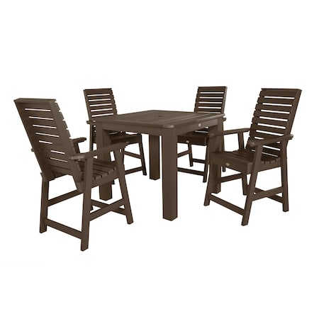 Highwood Usa Weatherly 5pc Square Counter Height Outdoor Furniture Dining Set AD-CNW44-ACE